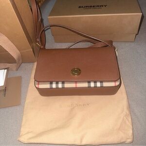 Burberry Brown and Checkered Crossbody Bag